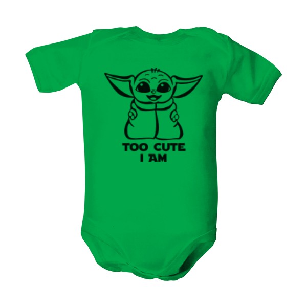 Dětské body s potiskem Baby Yoda, Too cute I am, Mandalorian, Star Wars