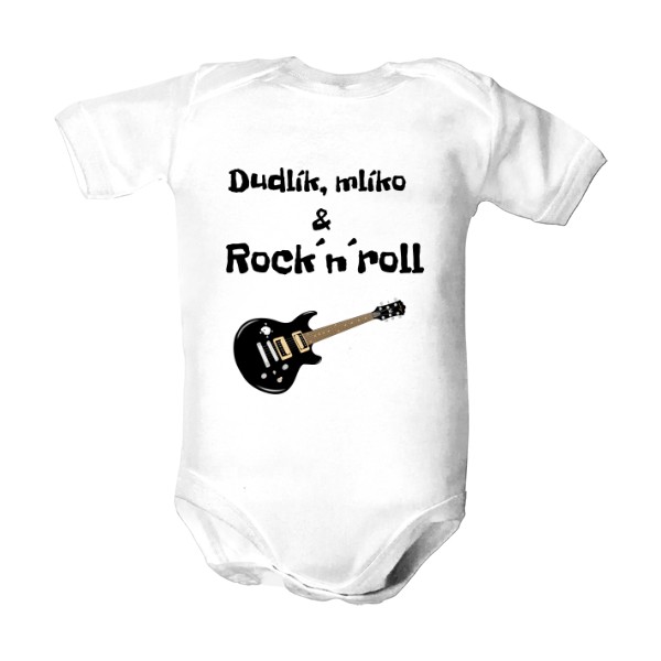 Dětské body s potiskem Dudlík, mlíko, rock´n´roll