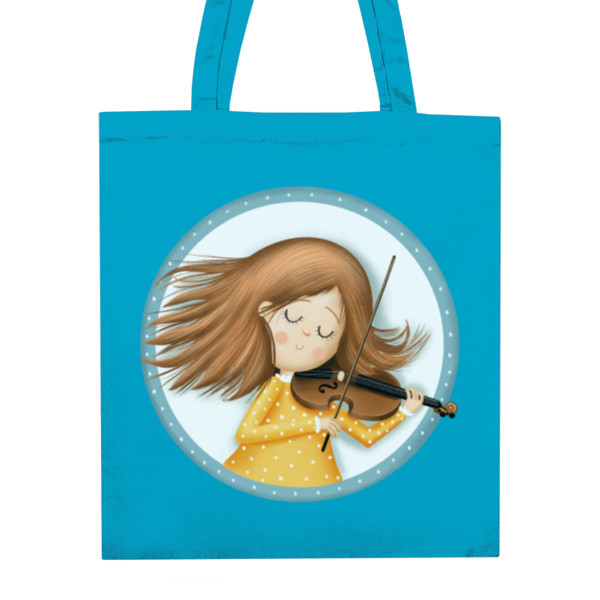 Nákupní bavlněná taška s potiskem Holčička houslistka