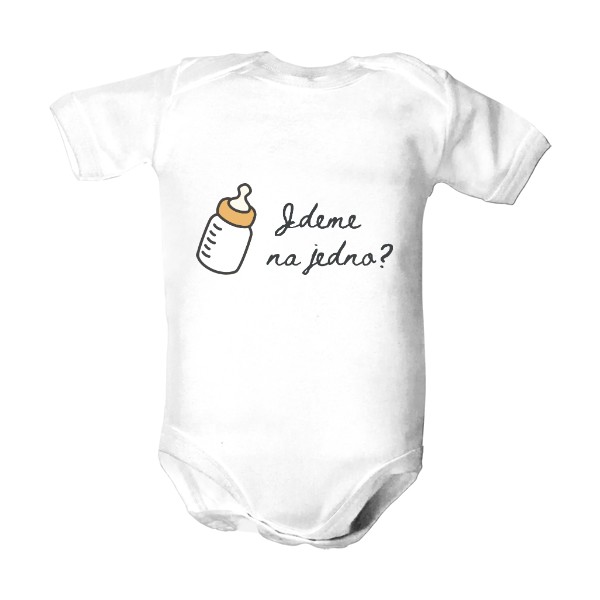 Dětské body s potiskem Jdeme na jedno... mlíko?