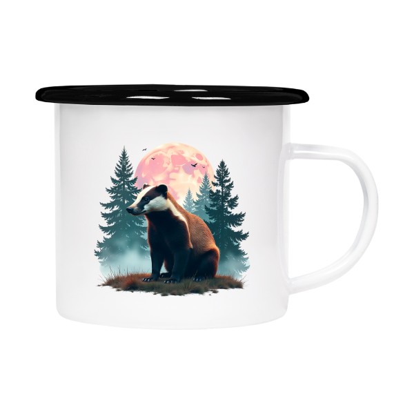 Plecháček - smaltový lem s potiskem Jezevec a měsíc 