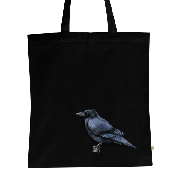 BIO plátěná taška s potiskem Krkavec - kreslený