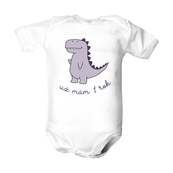 Dětské body s potiskem Už mám 1 rok - Dinosaur