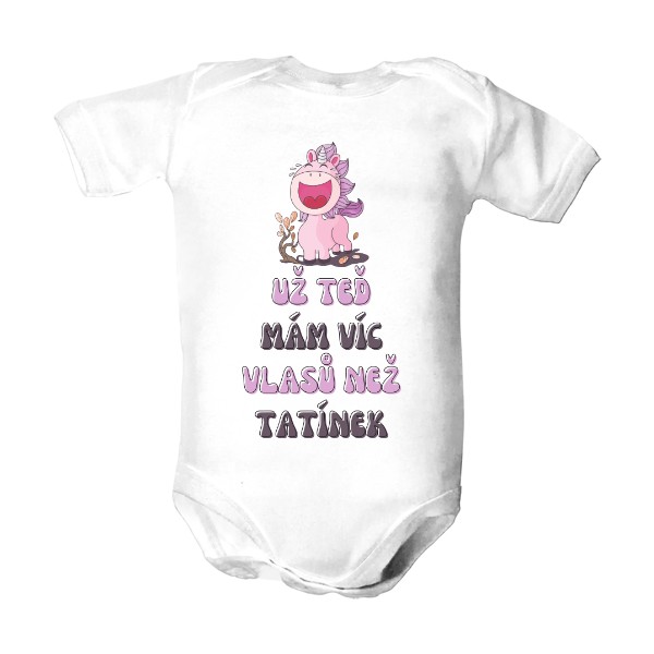 Dětské body s potiskem Už teď mám víc vlasů, než tatínek